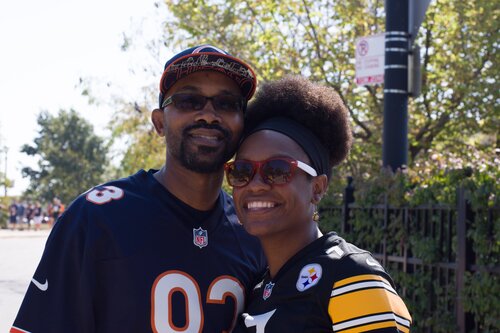 Ephriam and Toi Lowe first time tailgaters.(Photo: Kay M., Soldier field, Sept 24, 2017)