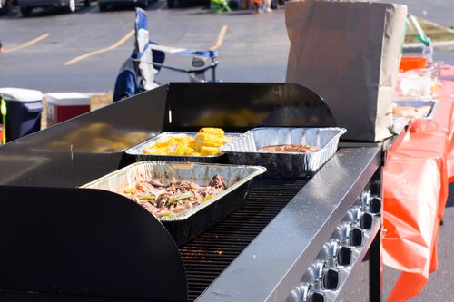 Jim and Brian Vasquez upgraded from a little hibachi grill.(Photo: Kay M., Soldier Field, Sept 24, 2017)